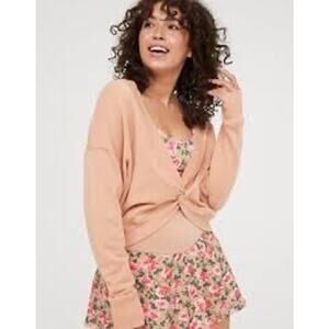 Aerie OFFLINE Twist Back Sweatshirt Raw Sienna Terra Cotta Reversible Small